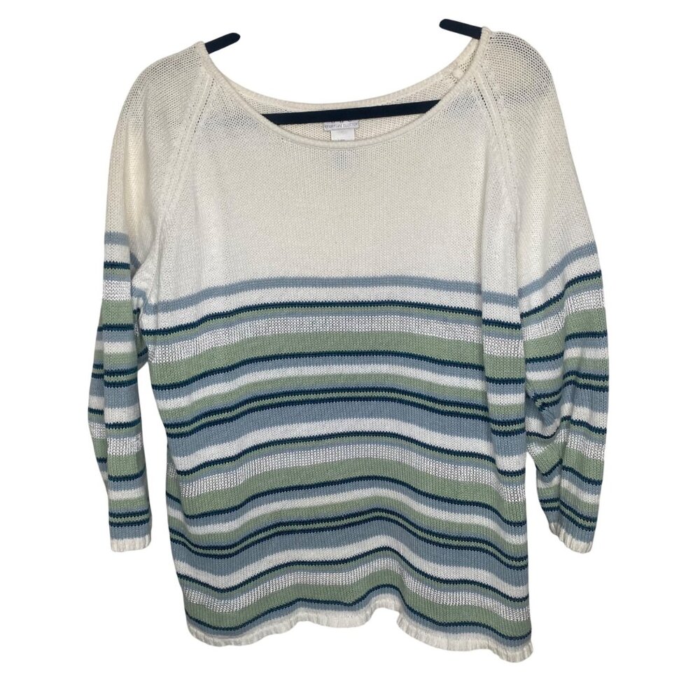 Cricket Lane Collection Striped Knit Sweater Womens XL‎ Cotton Blend Fall Casual